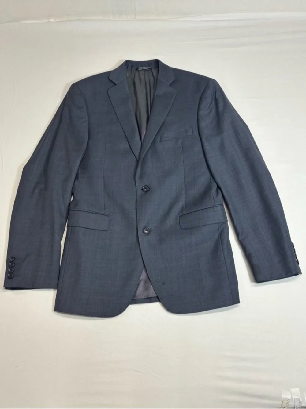 Saks Fifth Avenue Mens Trim Fit Slate Blue 100% Wool 2 Piece Suit Trousers Pants